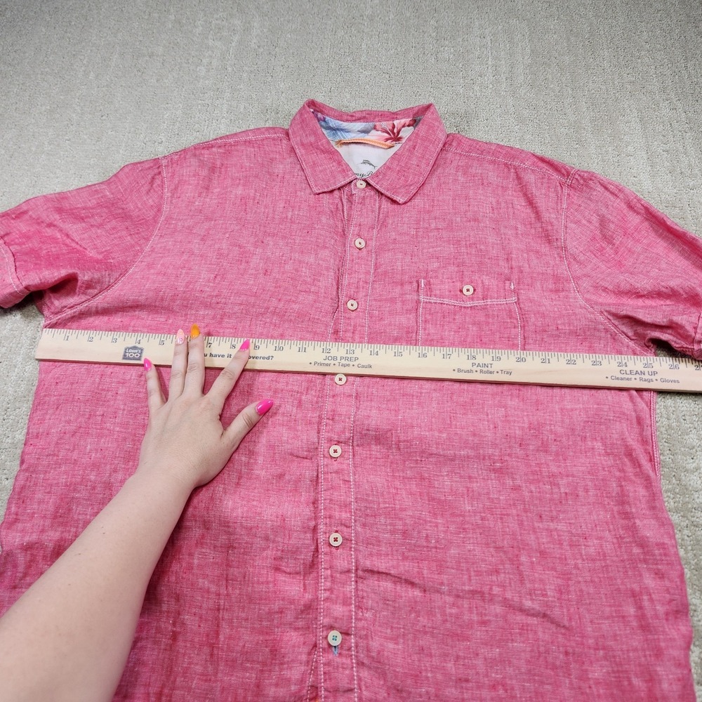 Tommy Bahama Shirt Men XL 100% Linen Button Up Relax Fit Pink Beach Wealth - Picture 5 of 13